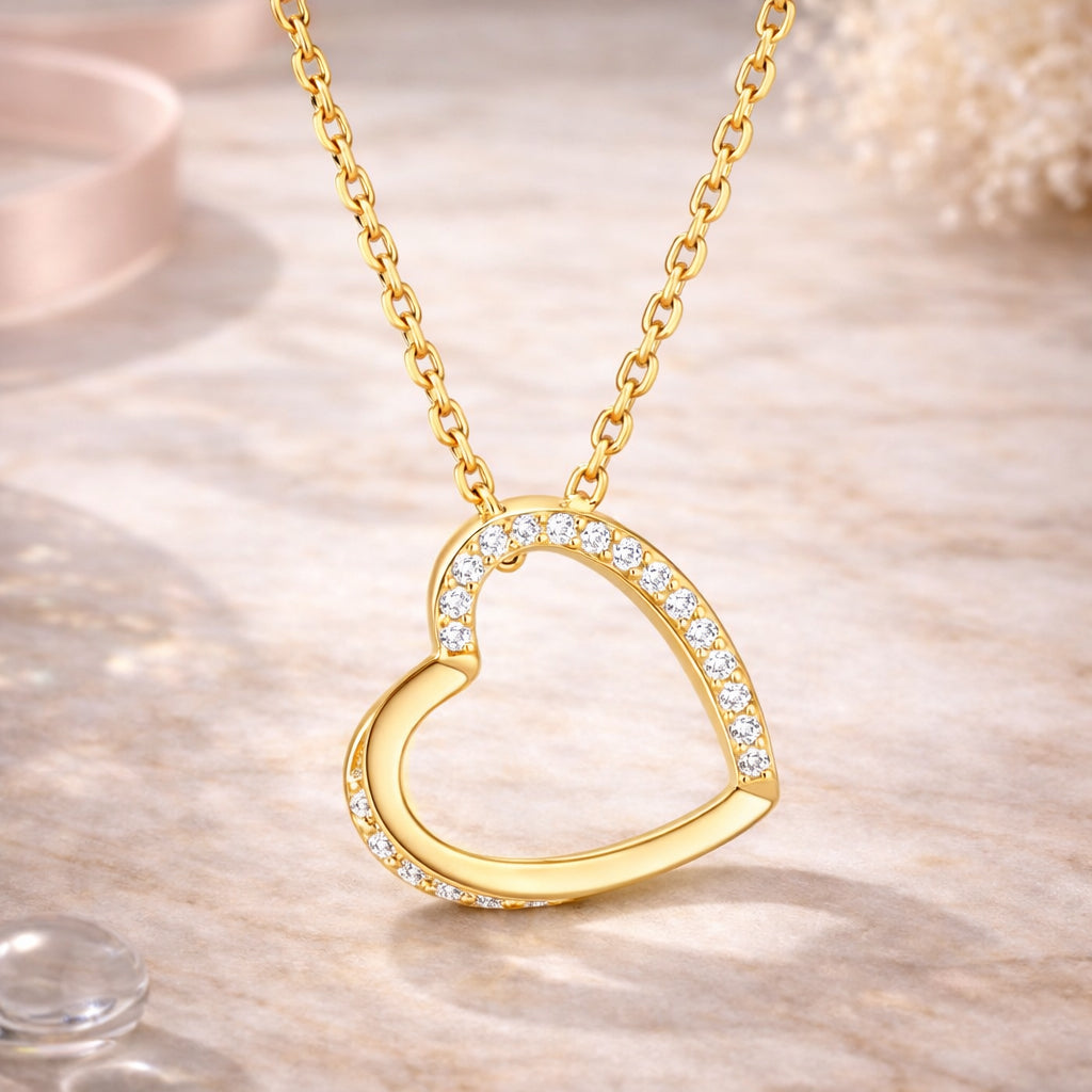 Kette mit Anhänger aus 925er Sterling-Silber, Zirkoniaherz