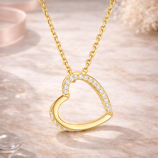 Kette mit Anhänger aus 925er Sterling-Silber, Zirkoniaherz