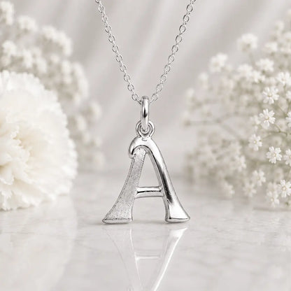 Buchstaben Anhänger Damen 925 Sterling Silber matt glänzend 18mm - optional mit Kette 45cm