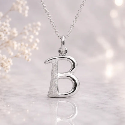 Buchstaben Anhänger Damen 925 Sterling Silber matt glänzend 18mm - optional mit Kette 45cm