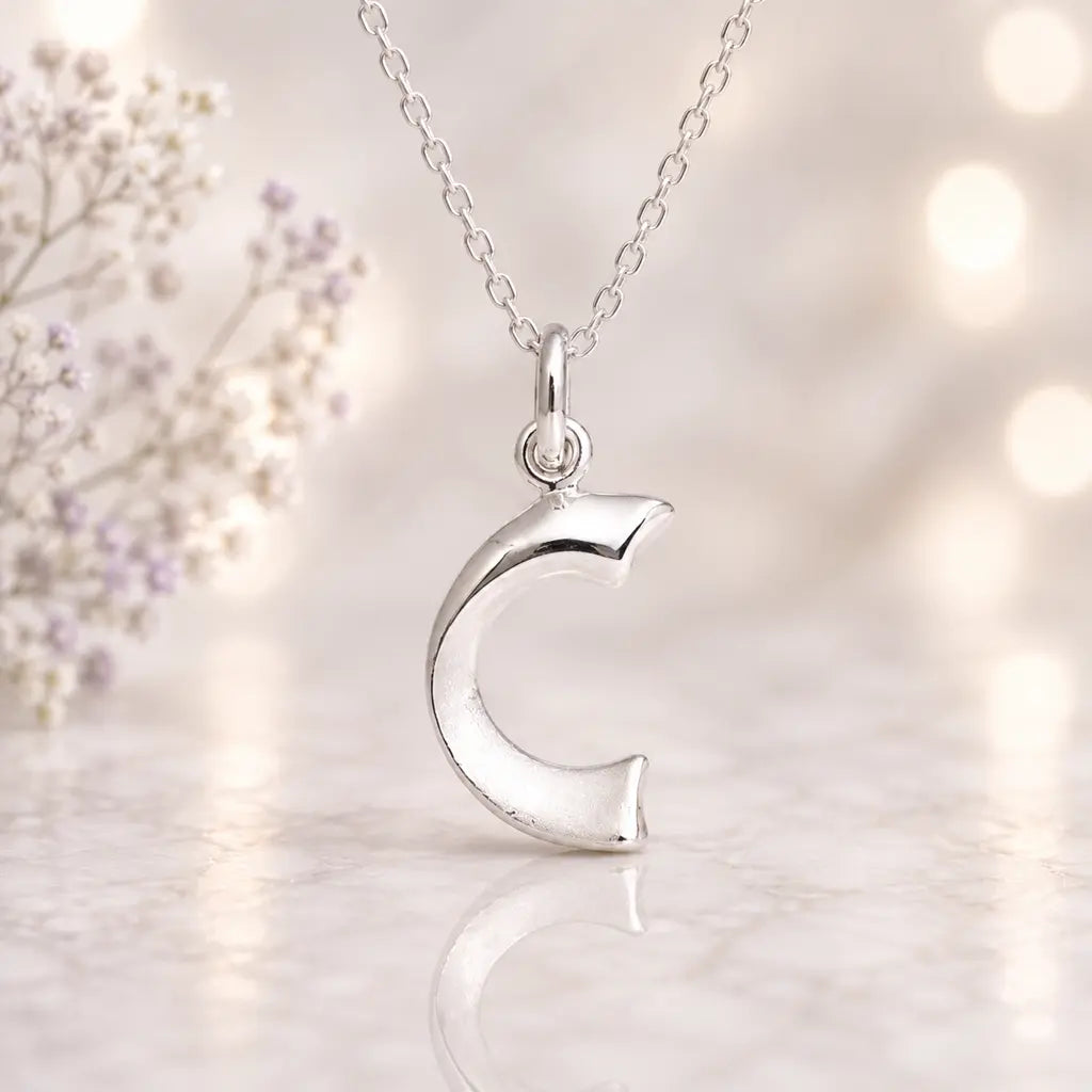 Buchstaben Anhänger Damen 925 Sterling Silber matt glänzend 18mm - optional mit Kette 45cm