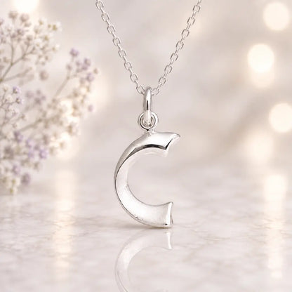 Buchstaben Anhänger Damen 925 Sterling Silber matt glänzend 18mm - optional mit Kette 45cm