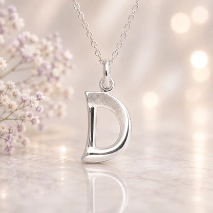 Buchstaben Anhänger Damen 925 Sterling Silber matt glänzend 18mm - optional mit Kette 45cm