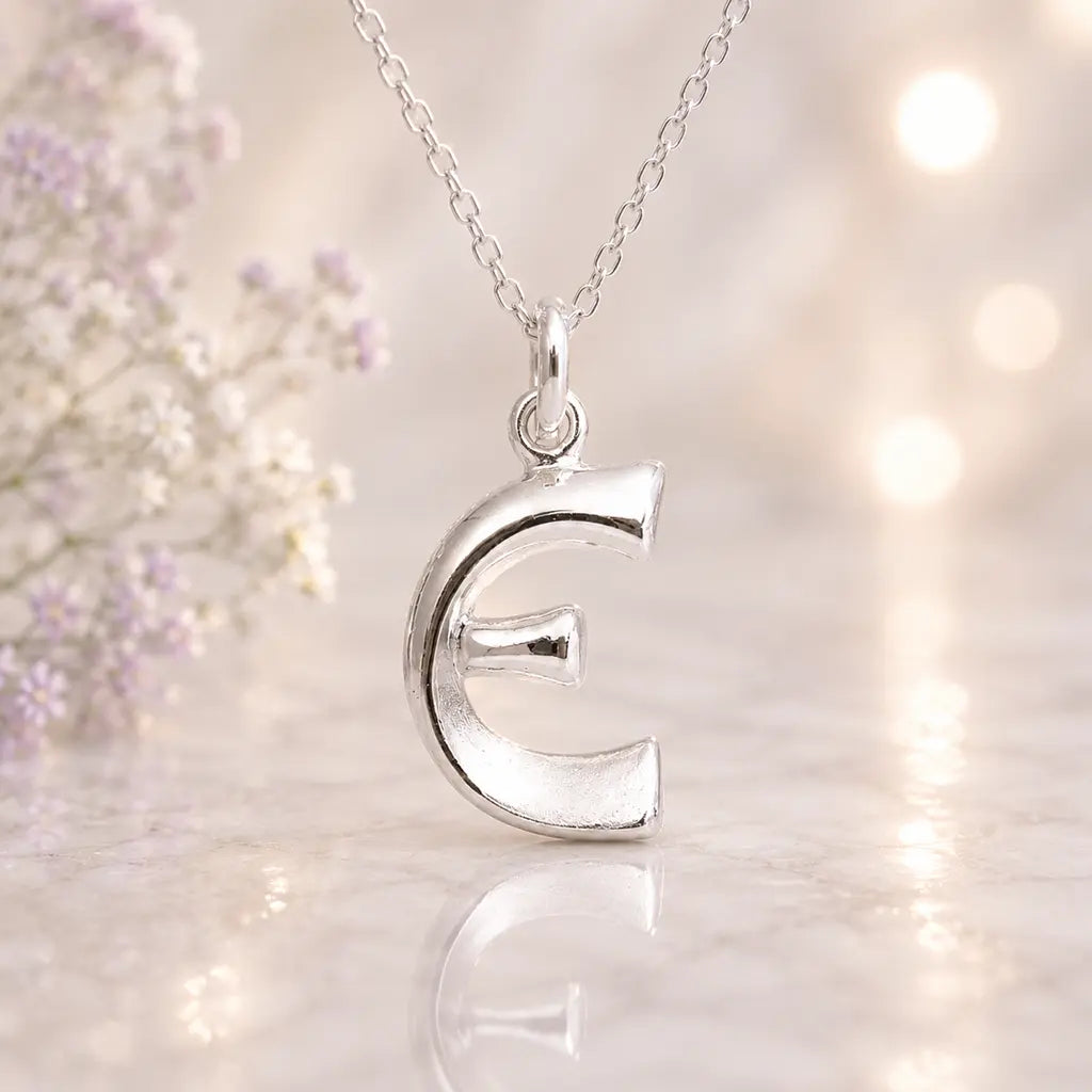 Buchstaben Anhänger Damen 925 Sterling Silber matt glänzend 18mm - optional mit Kette 45cm