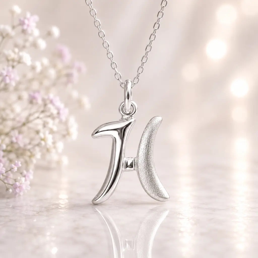 Buchstaben Anhänger Damen 925 Sterling Silber matt glänzend 18mm - optional mit Kette 45cm