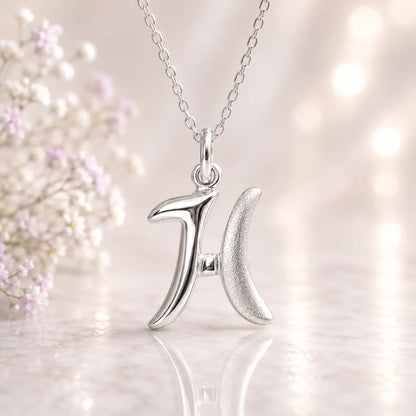 Buchstaben Anhänger Damen 925 Sterling Silber matt glänzend 18mm - optional mit Kette 45cm