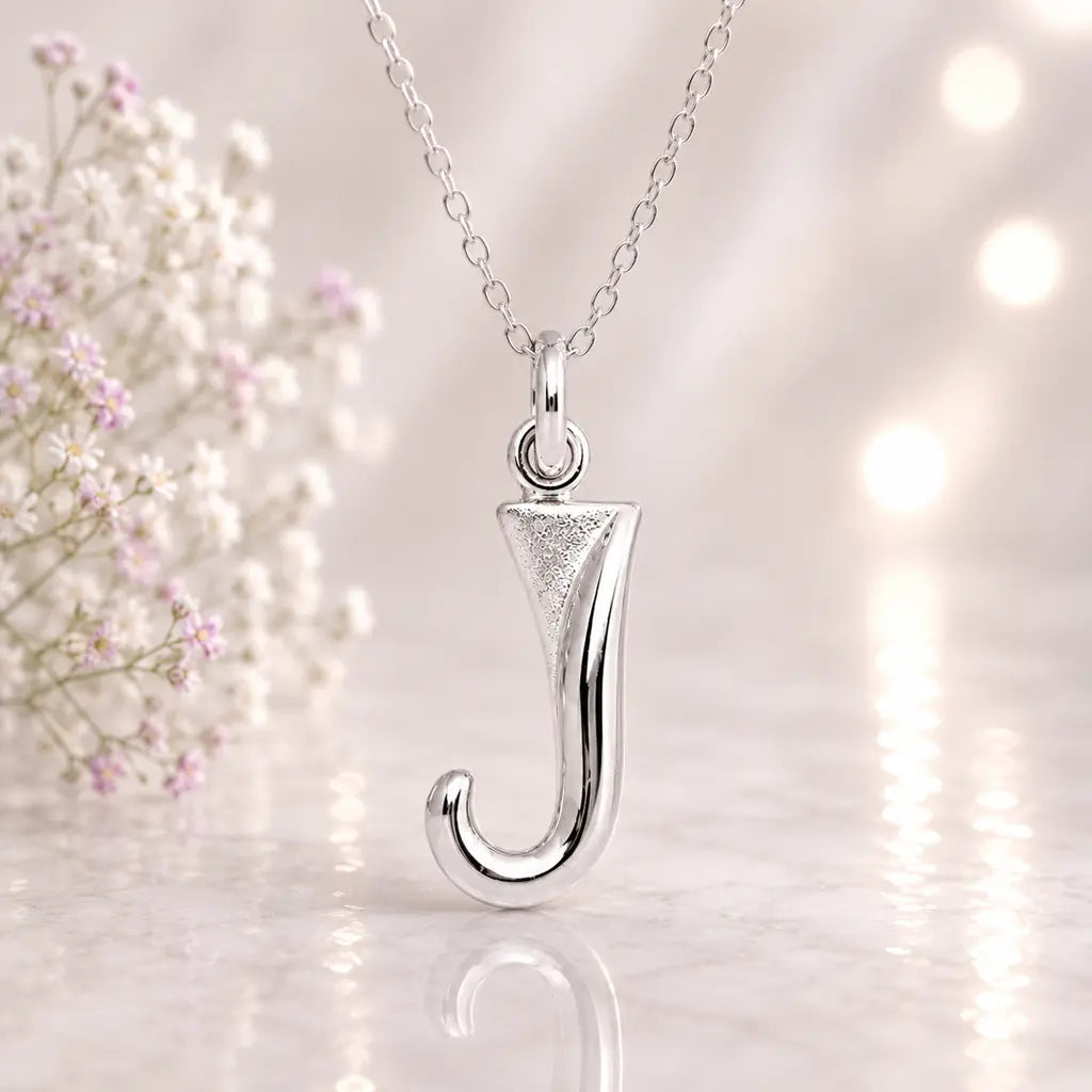 Buchstaben Anhänger Damen 925 Sterling Silber matt glänzend 18mm - optional mit Kette 45cm