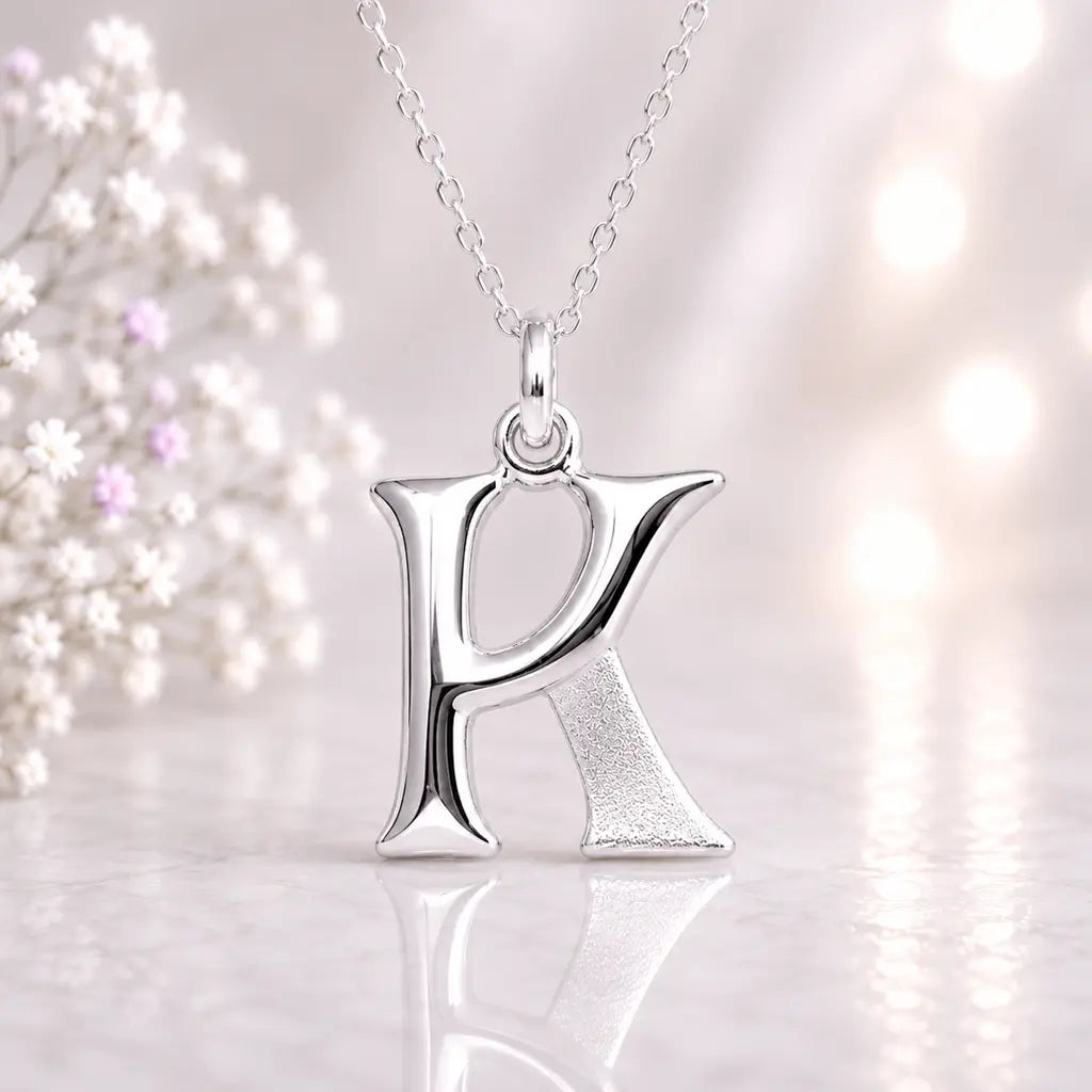 Buchstaben Anhänger Damen 925 Sterling Silber matt glänzend 18mm - optional mit Kette 45cm