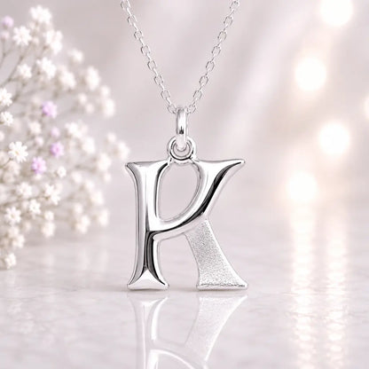 Buchstaben Anhänger Damen 925 Sterling Silber matt glänzend 18mm - optional mit Kette 45cm