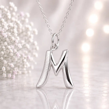 Buchstaben Anhänger Damen 925 Sterling Silber matt glänzend 18mm - optional mit Kette 45cm