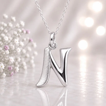 Buchstaben Anhänger Damen 925 Sterling Silber matt glänzend 18mm - optional mit Kette 45cm