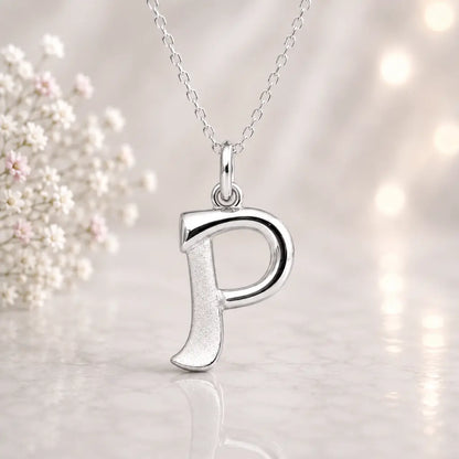 Buchstaben Anhänger Damen 925 Sterling Silber matt glänzend 18mm - optional mit Kette 45cm
