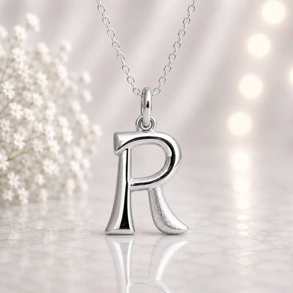 Buchstaben Anhänger Damen 925 Sterling Silber matt glänzend 18mm - optional mit Kette 45cm