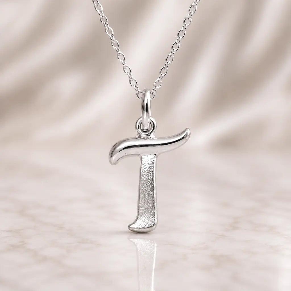 Buchstaben Anhänger Damen 925 Sterling Silber matt glänzend 18mm - optional mit Kette 45cm