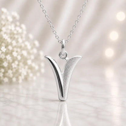 Buchstaben Anhänger Damen 925 Sterling Silber matt glänzend 18mm - optional mit Kette 45cm