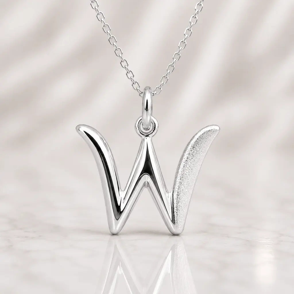 Buchstaben Anhänger Damen 925 Sterling Silber matt glänzend 18mm - optional mit Kette 45cm