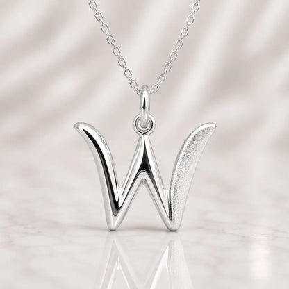 Buchstaben Anhänger Damen 925 Sterling Silber matt glänzend 18mm - optional mit Kette 45cm
