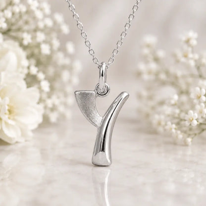 Buchstaben Anhänger Damen 925 Sterling Silber matt glänzend 18mm - optional mit Kette 45cm