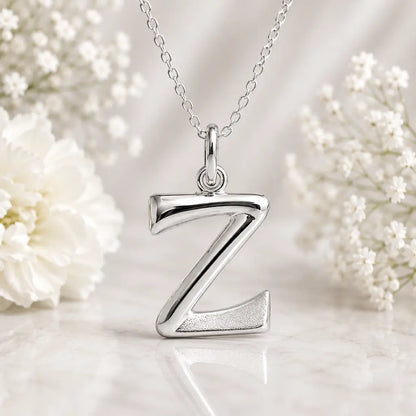 Buchstaben Anhänger Damen 925 Sterling Silber matt glänzend 18mm - optional mit Kette 45cm
