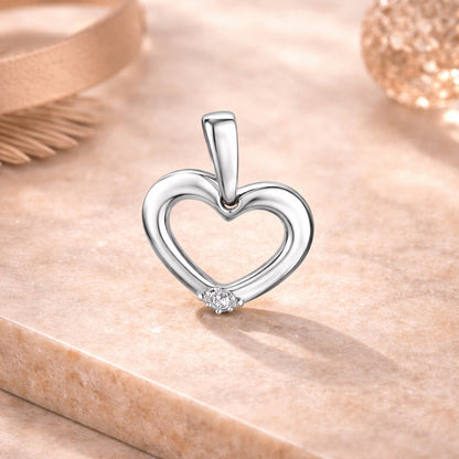 Damen Anhänger 925 Sterling Silber Herz Zirkonia rhodiniert - 14mm