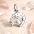 Mädchen Anhänger 925 Sterling Silber Pferd Hufeisen rhodiniert - 12mm
