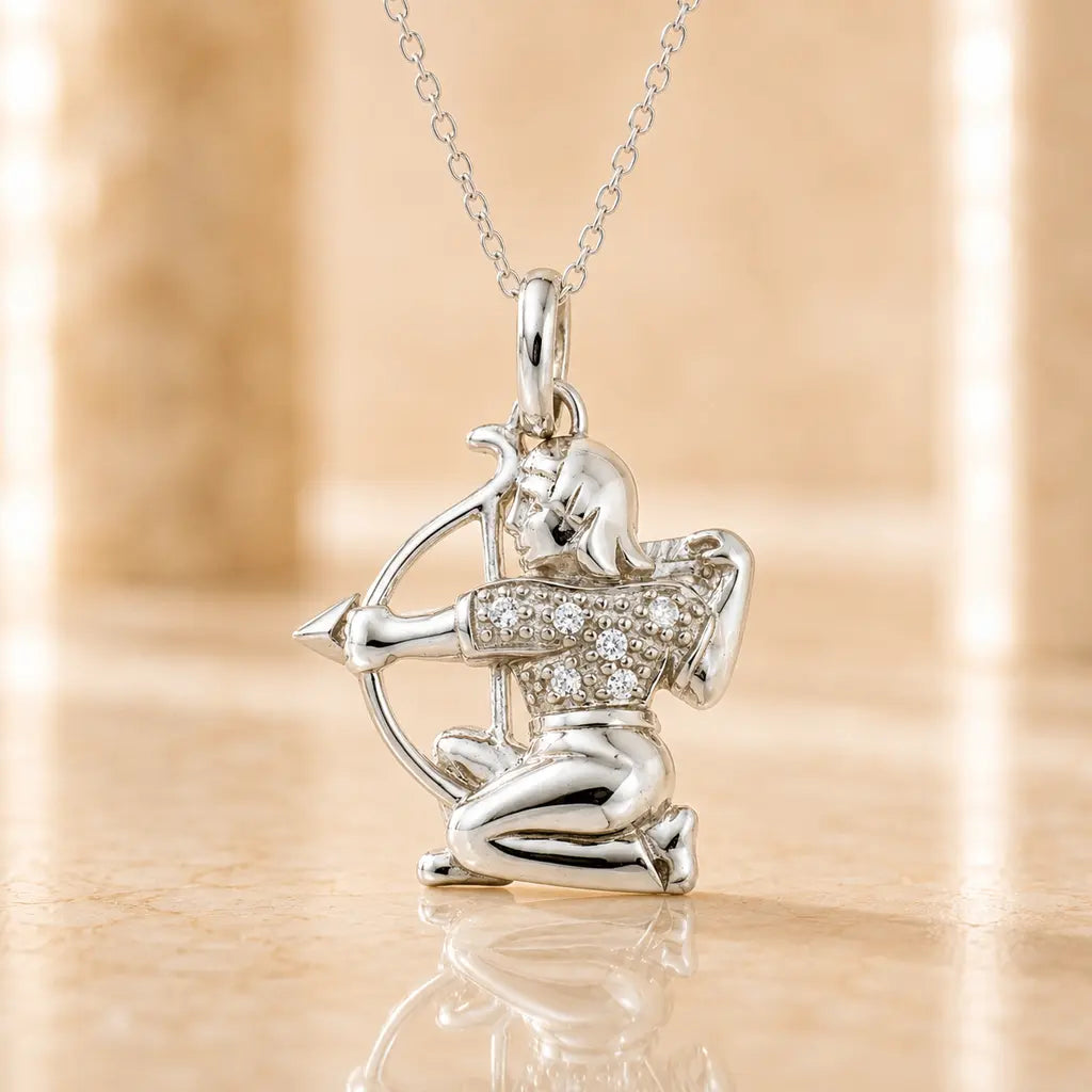Sternzeichen Anhänger Damen 925 Sterling Silber rhodiniert Zirkonia 20mm - optional 45cm Kette