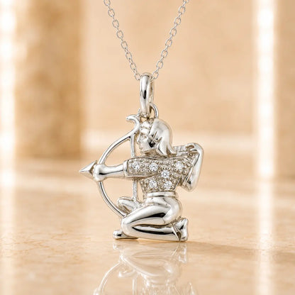 Sternzeichen Anhänger Damen 925 Sterling Silber rhodiniert Zirkonia 20mm - optional 45cm Kette