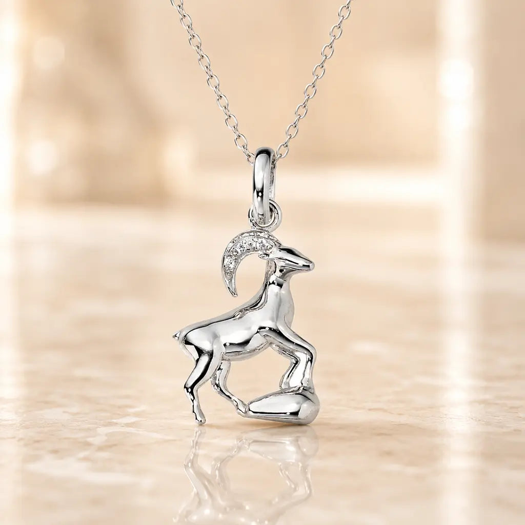 Sternzeichen Anhänger Damen 925 Sterling Silber rhodiniert Zirkonia 20mm - optional 45cm Kette