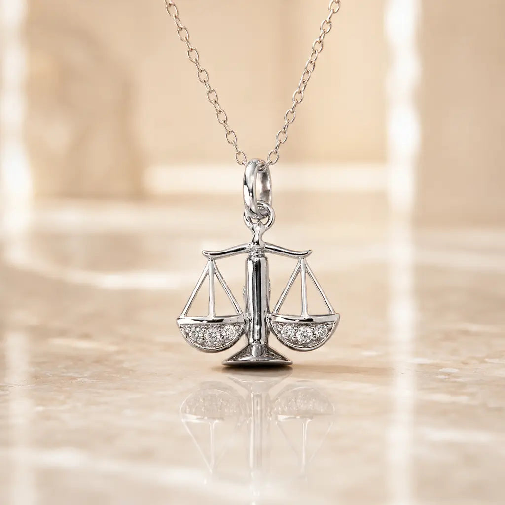 Sternzeichen Anhänger Damen 925 Sterling Silber rhodiniert Zirkonia 20mm - optional 45cm Kette