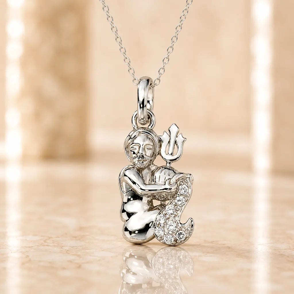 Sternzeichen Anhänger Damen 925 Sterling Silber rhodiniert Zirkonia 20mm - optional 45cm Kette