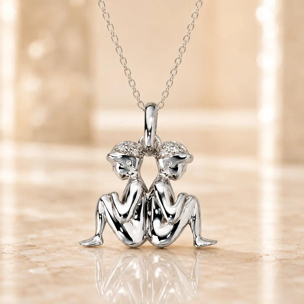 Sternzeichen Anhänger Damen 925 Sterling Silber rhodiniert Zirkonia 20mm - optional 45cm Kette
