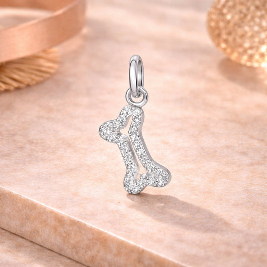 Damen Anhänger 925 Sterling Silber Knochen Zirkonia rhodiniert - 19mm