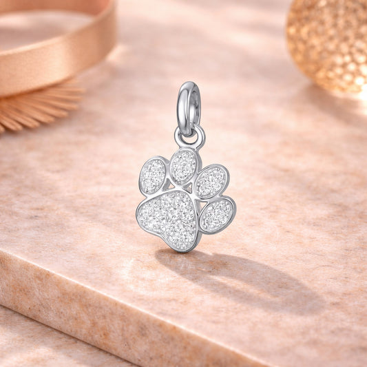 Damen Anhänger 925 Sterling Silber Pfote Zirkonia rhodiniert - 17mm