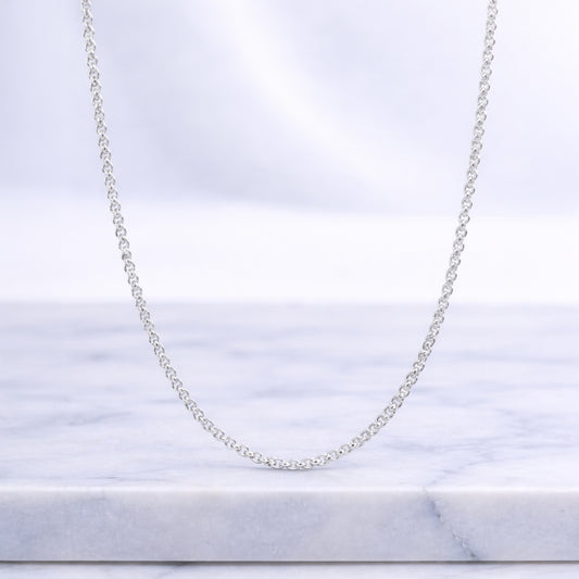 Halskette / Ankerkette aus 925 Silber, 45cm Länge - Runde Glieder