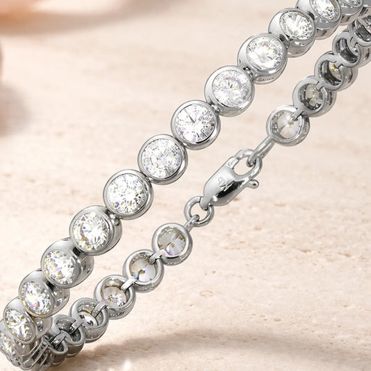 Armband Damen 925 Sterling Silber rhodiniert mit Zirkonia - 19,5cm
