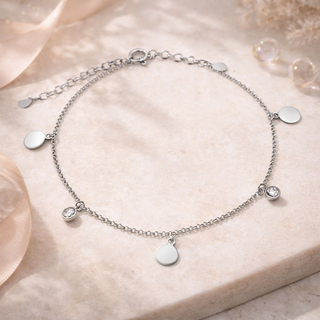 Damen Armband 925 Sterling Silber Erbskette mit Zirkonia 17+2cm - vergoldet oder rhodiniert