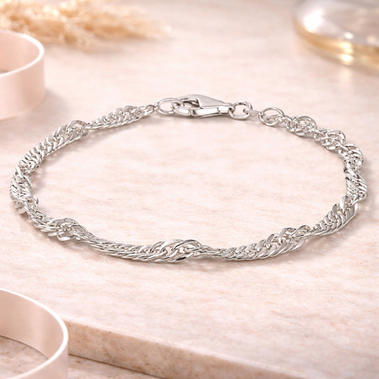 Unisex Armband Singapurkette 925 Sterling Silber - 19cm oder 21cm