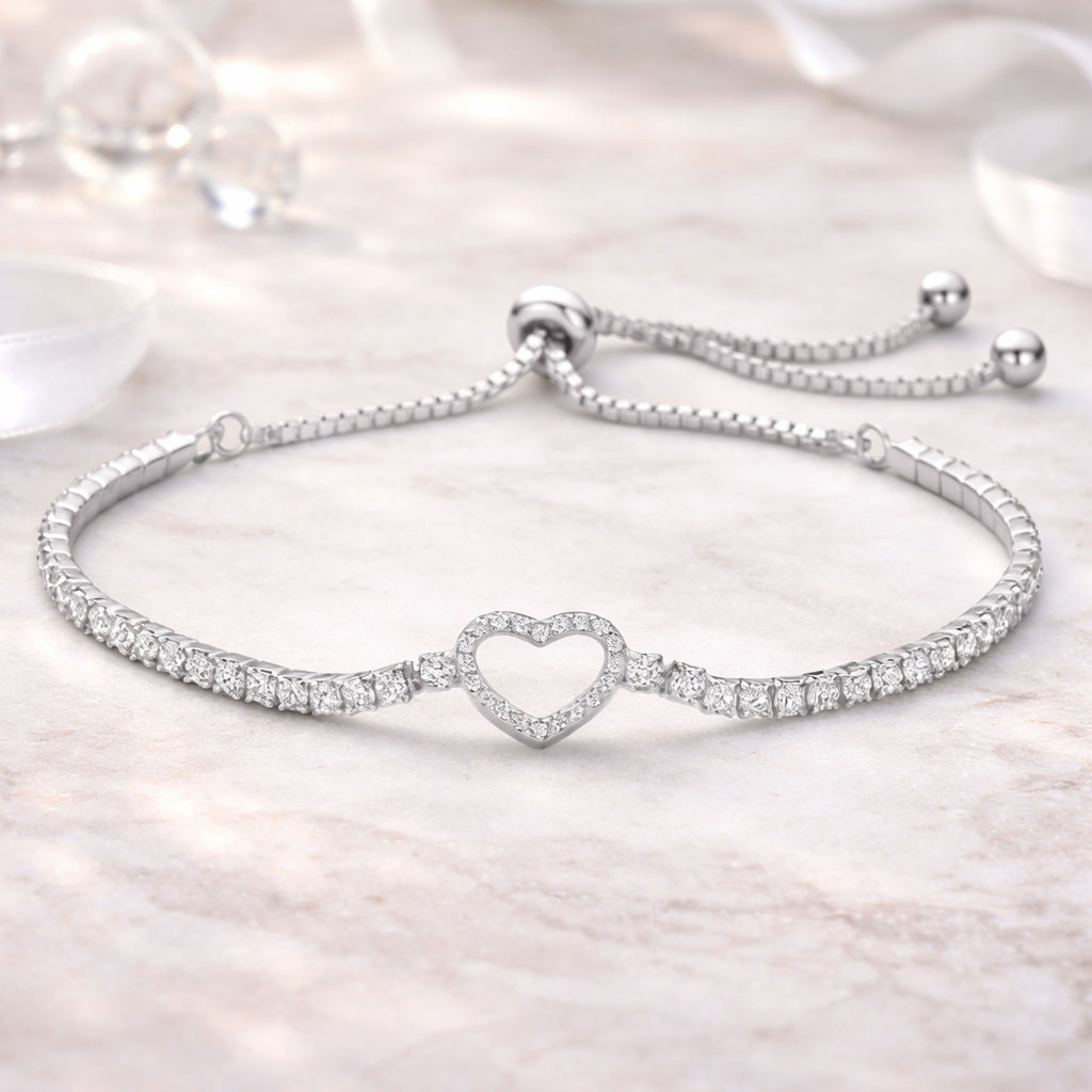Herz Armband mit Zirkonia aus 925 Sterling Silber