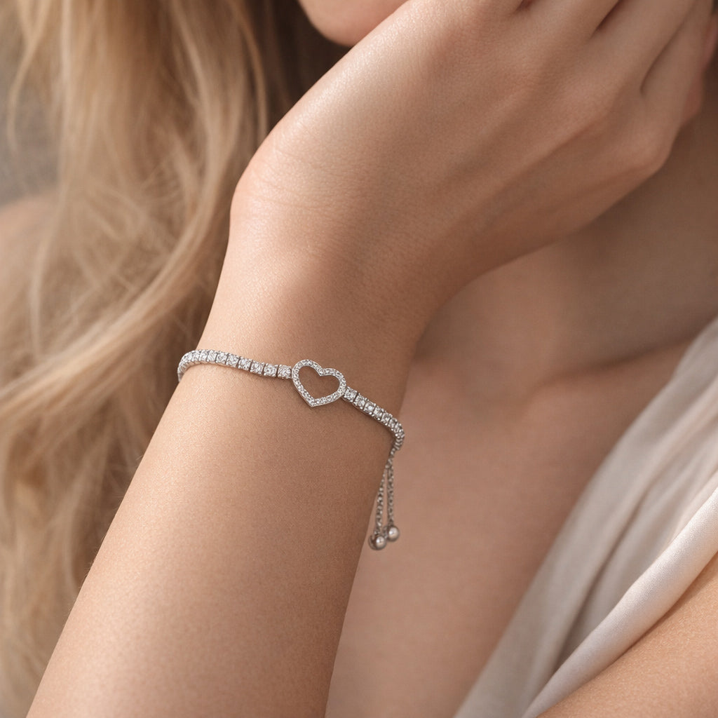 Herz Armband mit Zirkonia aus 925 Sterling Silber