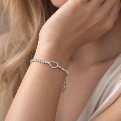 Herz Armband mit Zirkonia aus 925 Sterling Silber