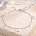 Armband Damen 925 Sterling Silber 5 Plättchen Karabinerverschluss - Ankerkette 20cm
