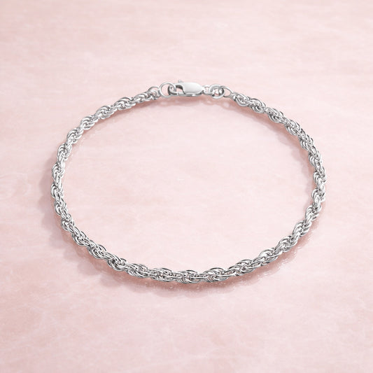 Damen Kordelarmband 925 Sterling Silber 2mm - 19cm oder 21cm