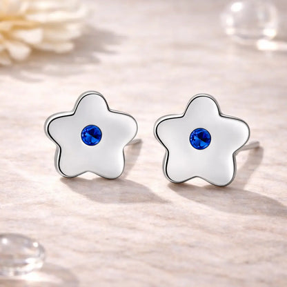 Kinder Ohrstecker 925 Sterling Silber Blume Zirkonia 6,5mm - verschiedene Farben