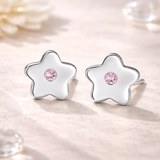 Kinder Ohrstecker 925 Sterling Silber Blume Zirkonia 6,5mm - verschiedene Farben