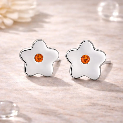 Kinder Ohrstecker 925 Sterling Silber Blume Zirkonia 6,5mm - verschiedene Farben