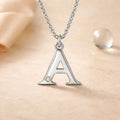 Buchstaben-Anhänger mit Kette 925er Sterling Silber mit Diamant – Flachpanzerkette 45cm