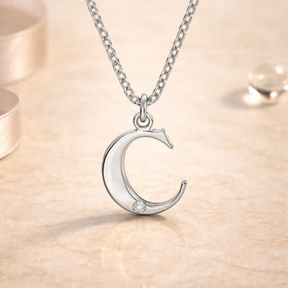Buchstaben-Anhänger mit Kette 925er Sterling Silber mit Diamant – Flachpanzerkette 45cm