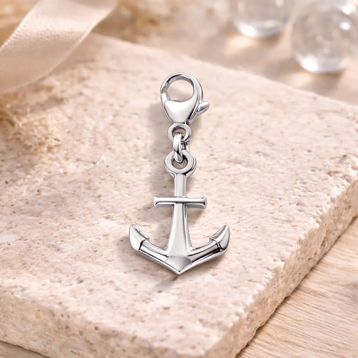 Charm Damen 925 Sterling Silber - vergoldet oder rhodiniert - Anker 25mm