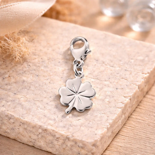 Charm Damen 925 Sterling Silber - vergoldet oder rhodiniert - Kleeblatt 24mm