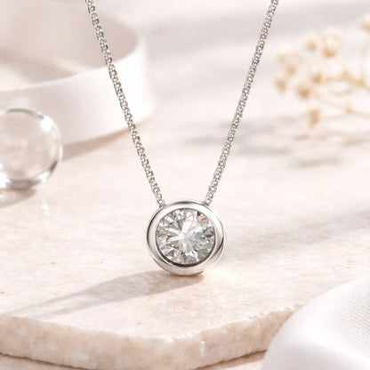 Halskette mit Anhänger rund 10,5mm Damen 925 Sterling Silber Zirkonia - verschiedene Farben
